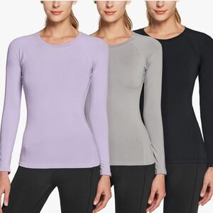 ATHLIO Women's Thermal Long Sleeve Tops, Winter Fleece Lined Crew Neck Shirts